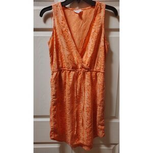 Time and Tru XS Orange Floral Deep‎ V-Neck Sleeveless Dress